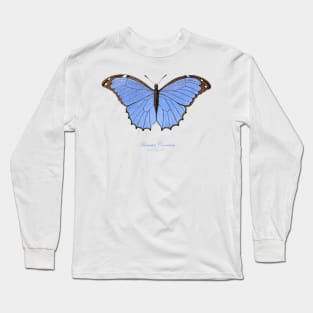 Butterfly - Menelaus Blue Morpho, Morpho Menelaus Coeruleus or Arcuatus Coeruleus Long Sleeve T-Shirt